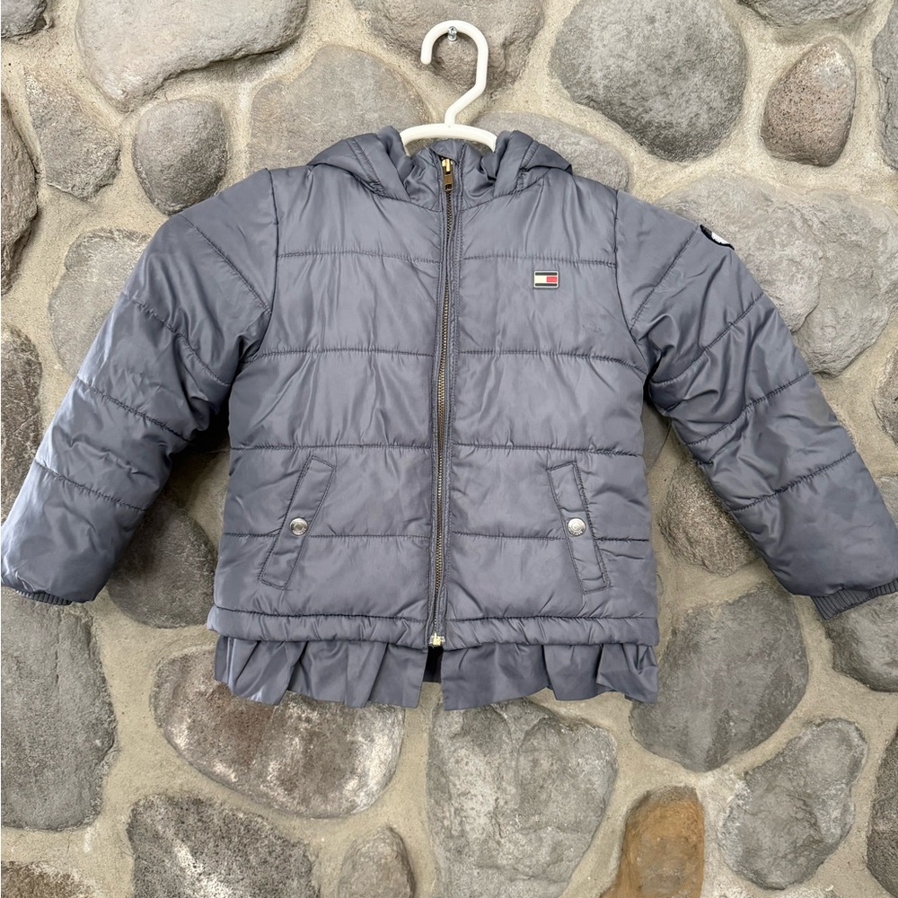 Tommy Hilfiger Girls 5/6 Puffer Winter coat with Sequin Heart
